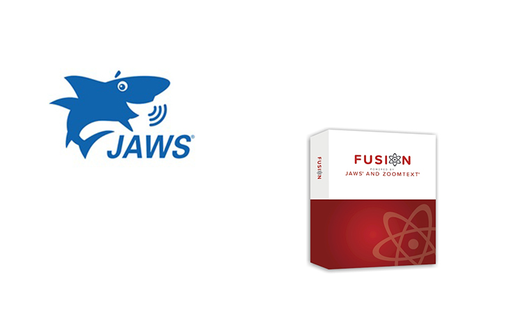 Bildbeschreibung: Es sind die Logos von JAWS, FUSION, Zoomtext, RTFC und OpenBook zu sehen.